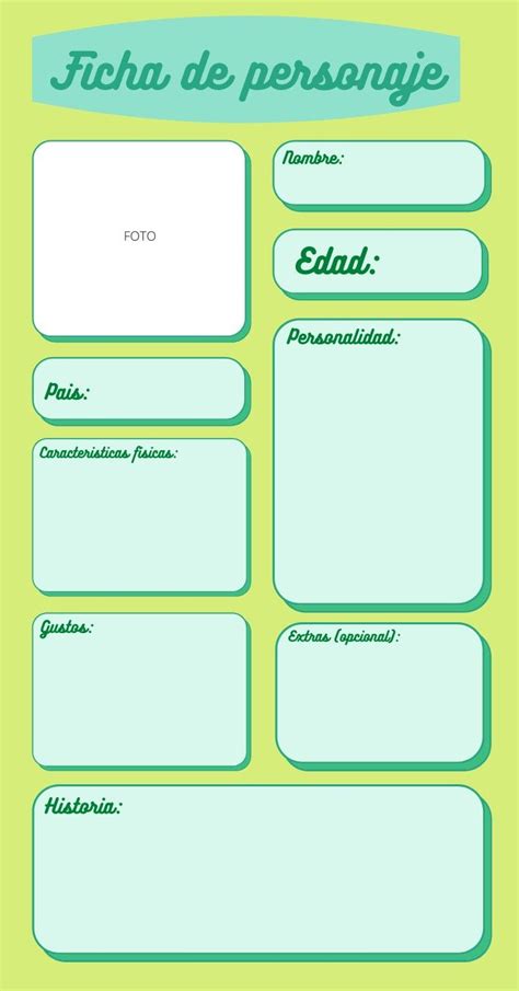 Ficha de diseño de personaje de cómic