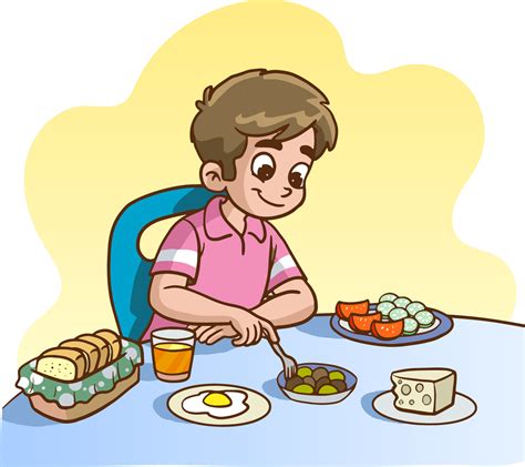 Personaje desayunando