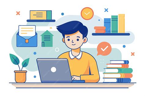 Personaje trabajando o estudiando