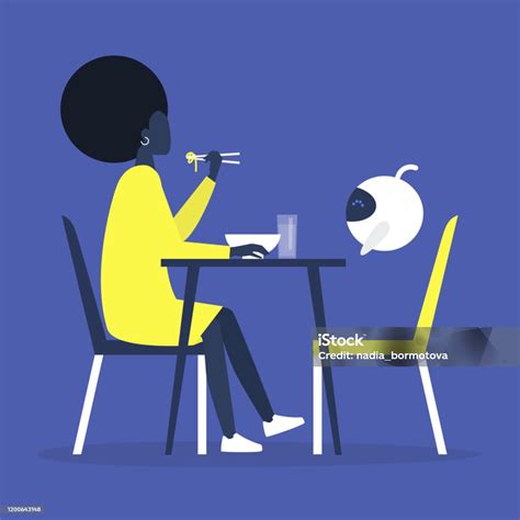 Personaje almorzando