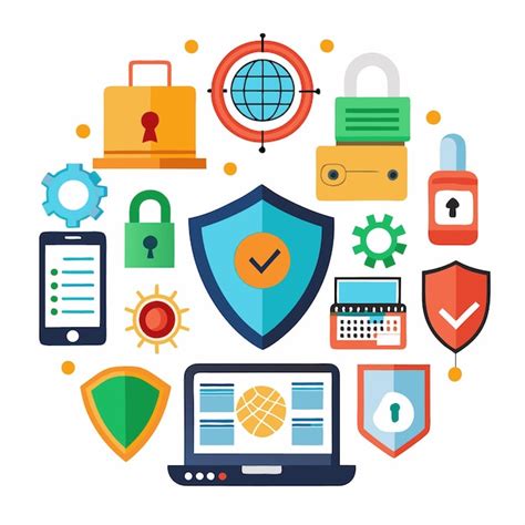 Iconos de seguridad informática: antivirus, descarga segura