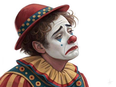 Ilustración de un payaso triste con maquillaje corrido