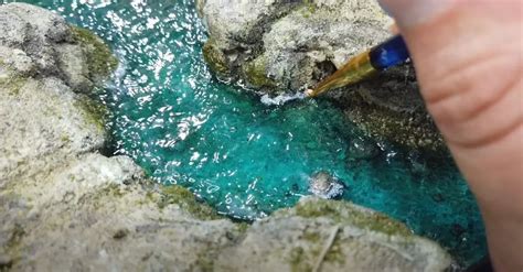 Ejemplo de efectos de agua creados con resina en una maqueta