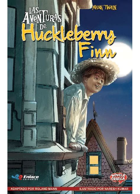 Portada de una novela gráfica de Huckleberry Finn