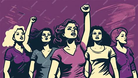 Ilustración feminista de cómic que representa la lucha por los derechos de las mujeres.
