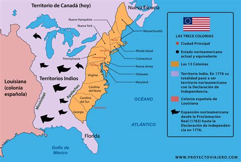 Mapa de las colonias británicas en América del Norte a finales del siglo XVII