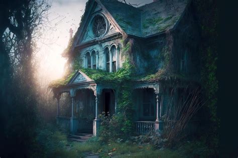 Ilustración de una casa antigua y misteriosa en una aldea gallega