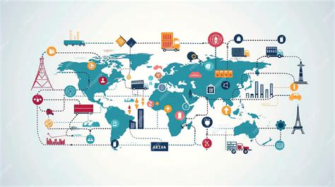 Mapa del mundo con iconos de medios de transporte