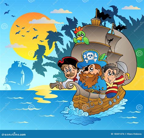Ilustración de piratas abordando un barco