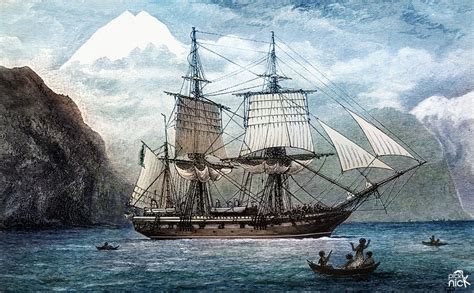 Ilustración del HMS Beagle navegando