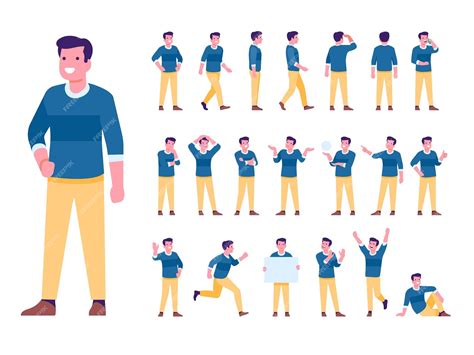Ejemplo de diferentes poses de personajes en Pixton