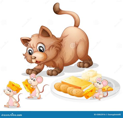Ilustración de gatos y ratones en estilo cómic