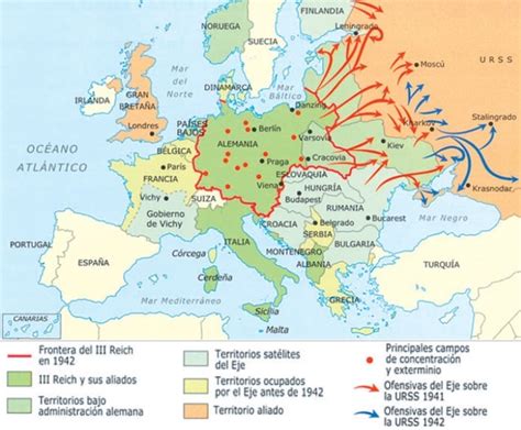 Mapa de la Europa del Este durante la Segunda Guerra Mundial