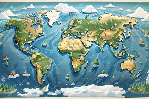 Mapa estilizado de un mundo de ciencia ficción con influencias africanas y árabes