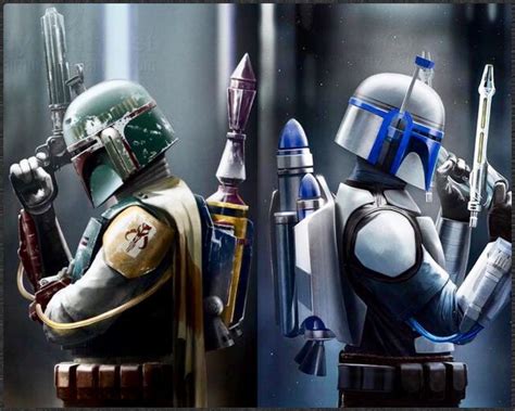 Ilustración de personajes de Star Wars (Jango y Boba Fett)