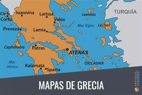 Mapa de la antigua Grecia con Atenas y el lago Tritonis