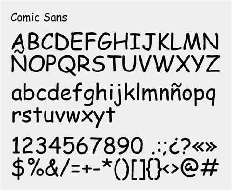 Diseño de la fuente Comic Sans