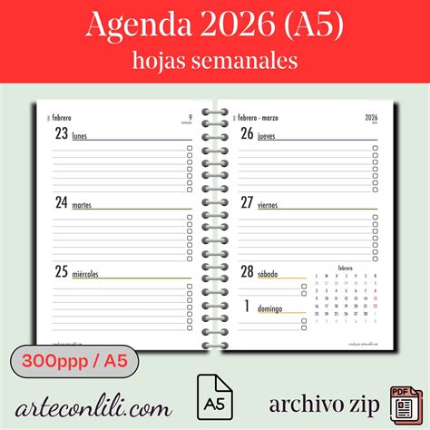 Ejemplo de página de agenda semana vista