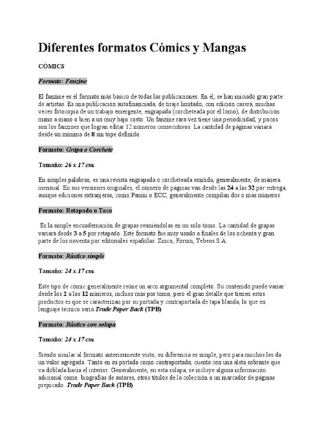 Ilustración de diferentes formatos de cómics