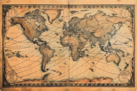 Mapa del mundo antiguo con rutas de viaje