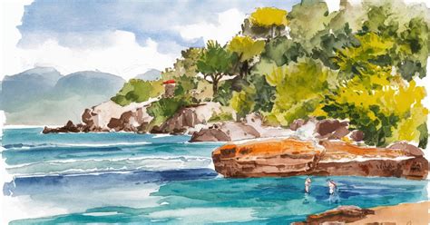 Ejemplo de acuarela con versos manuscritos