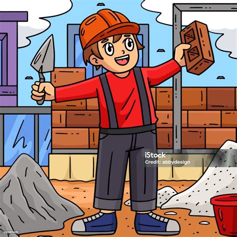 Ilustración cómica de un albañil haciendo una chapuza