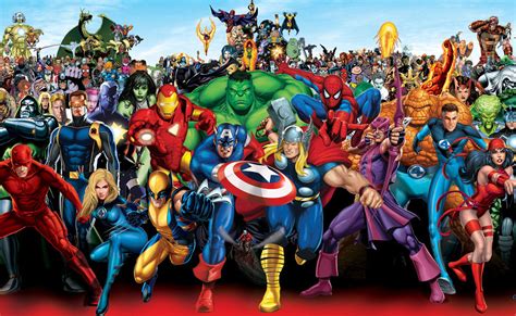 Ilustración de personajes de cómic de Marvel