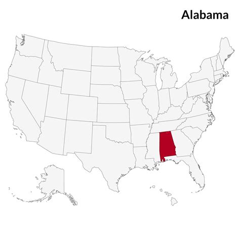 Mapa de Alabama destacando la región del sur