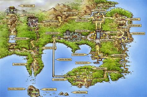 Mapa de la región de Kanto del manga Pokémon