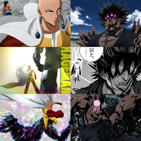 Saitama derrotando a un monstruo de un golpe