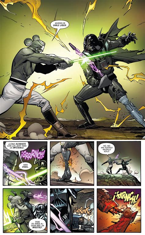 Darth Vader luchando contra el Maestro Jedi Kirak Infil'A