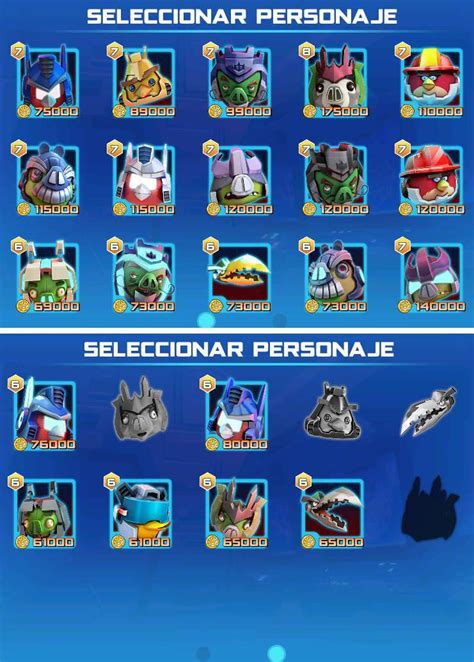Personajes de Angry Birds y Transformers