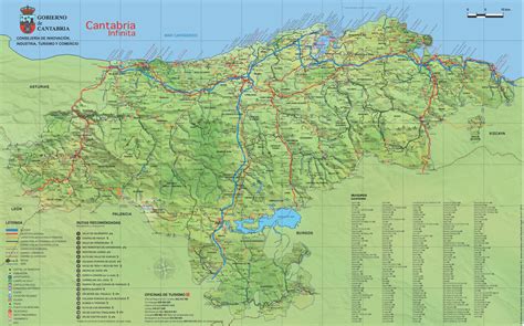 Mapa de Cantabria con puntos de interés relacionados con Concepción Arenal