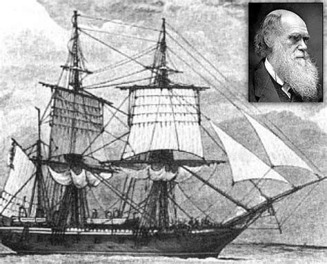 Ilustración de Charles Darwin y el Beagle