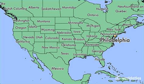 Mapa de Filadelfia con un punto de interés en el centro