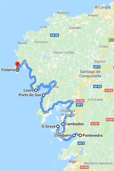 Mapa de Galicia destacando las Rías Baixas