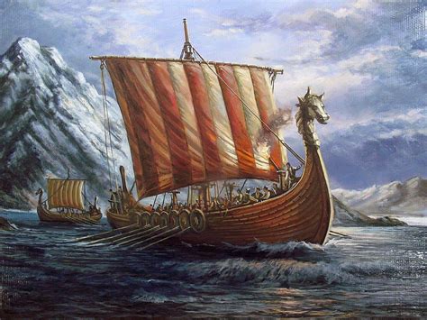 Drakkar vikingo navegando