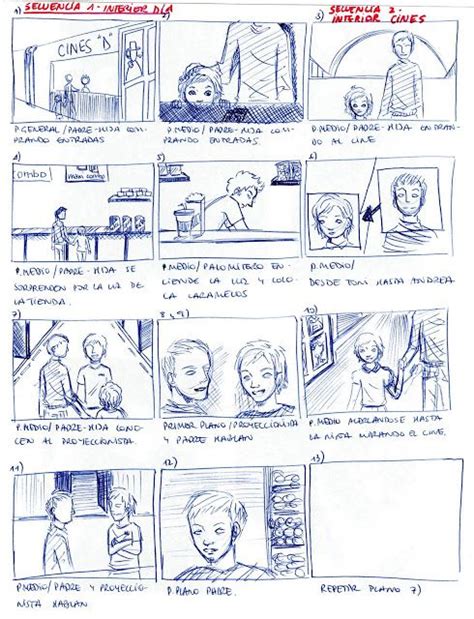 Ejemplo de storyboard de cómic con viñetas y diálogos
