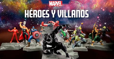 Figuras de héroes y villanos de Marvel.