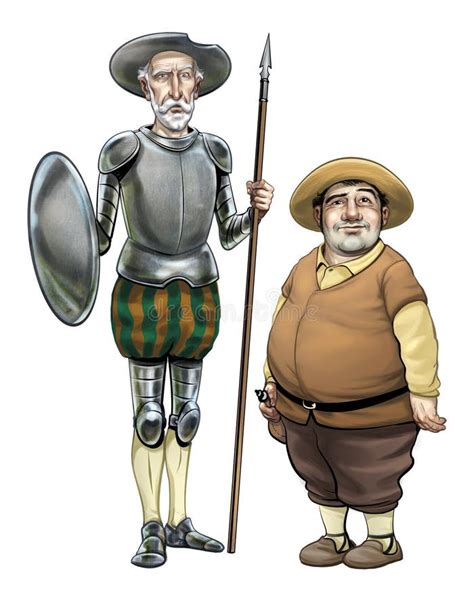 Ilustración cómica de Don Quijote y Sancho Panza