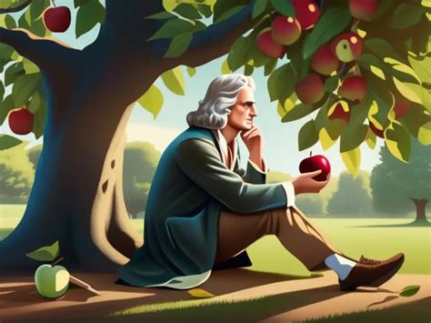 Ilustración de Isaac Newton y la manzana cayendo