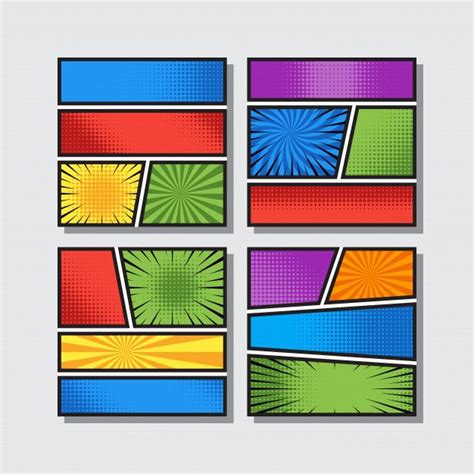 Ilustración de viñetas de cómic con diferentes formas