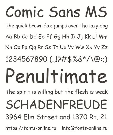 Diseño de la fuente Comic Sans MS