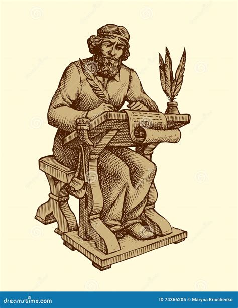 Ilustración medieval de un cronista escribiendo