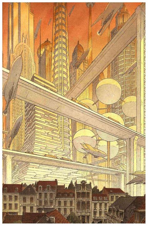 Ilustración de François Schuiten de un arca espacial