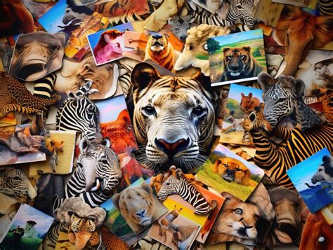 Collage de diferentes animales de cómic en poses divertidas