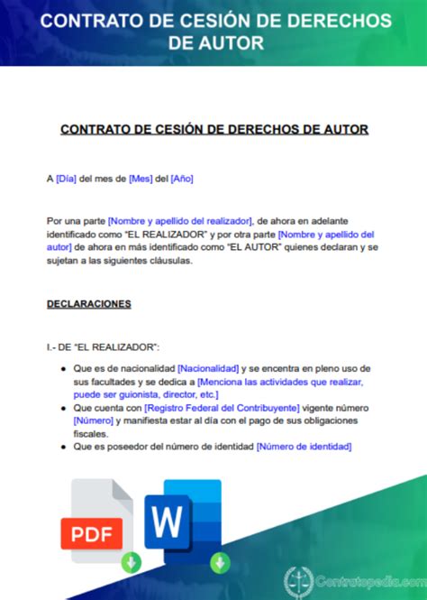 Ilustración de un contrato de derechos de autor para un libro