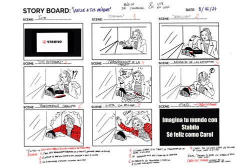 Ejemplo de storyboard con miniaturas de viñetas