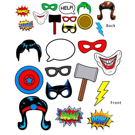 Photocall divertido con accesorios de superhéroes