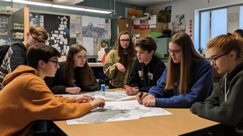 Ilustración de estudiantes trabajando juntos en un proyecto de cómic